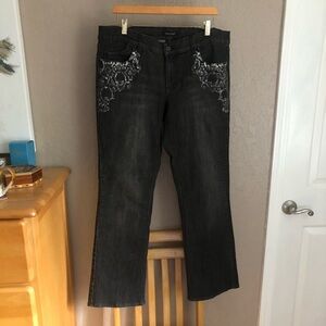 White House black Market jeans with silver tone appliqué